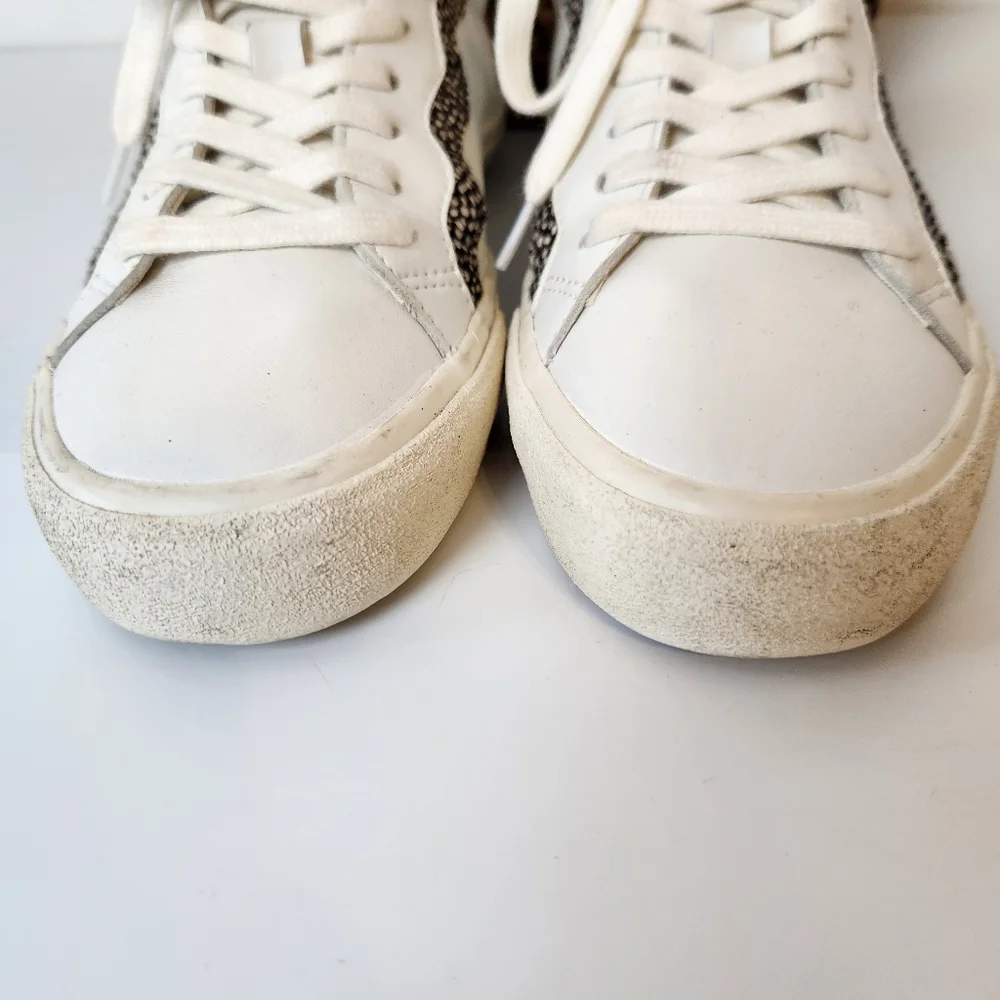 Madewell Sidewalk Low-Top Leather and Calf Hair Wave Edition Sneakers
